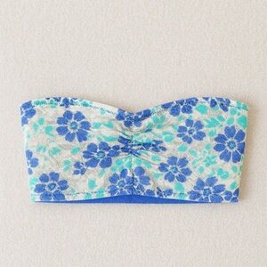 🔴 PINK Victoria’s Secret Blue Floral Lace Bandeau Bra Top | Size M | Stretchy